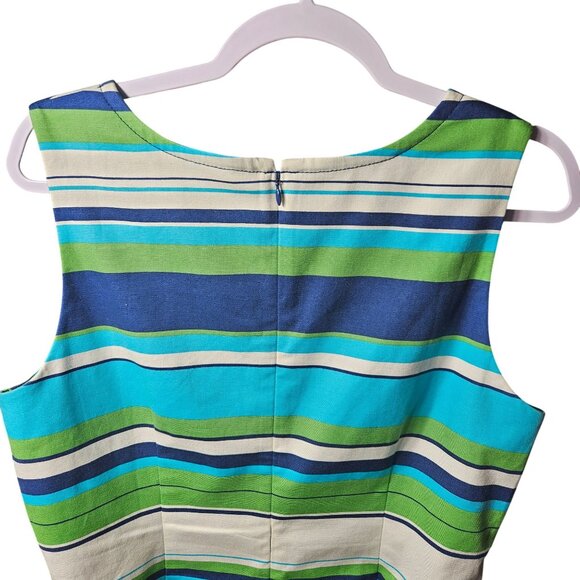 Talbots Womens Striped Sleeveless Sheath Dress Size 12 V-Neck With Back Zipper C - Picture 4 of 8
